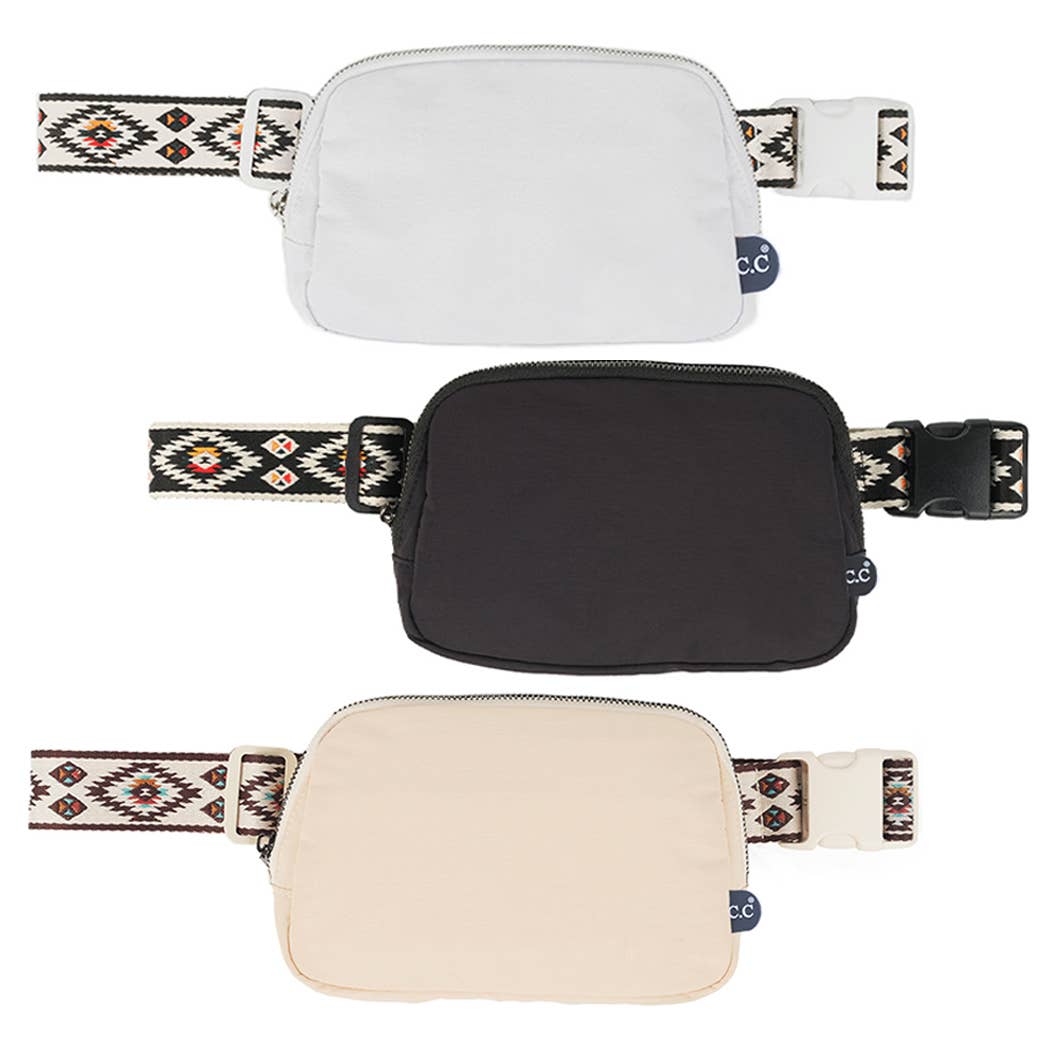 Aztec Patterned Belt Bag Black