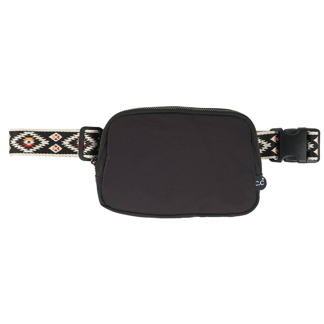 Aztec Patterned Belt Bag Black
