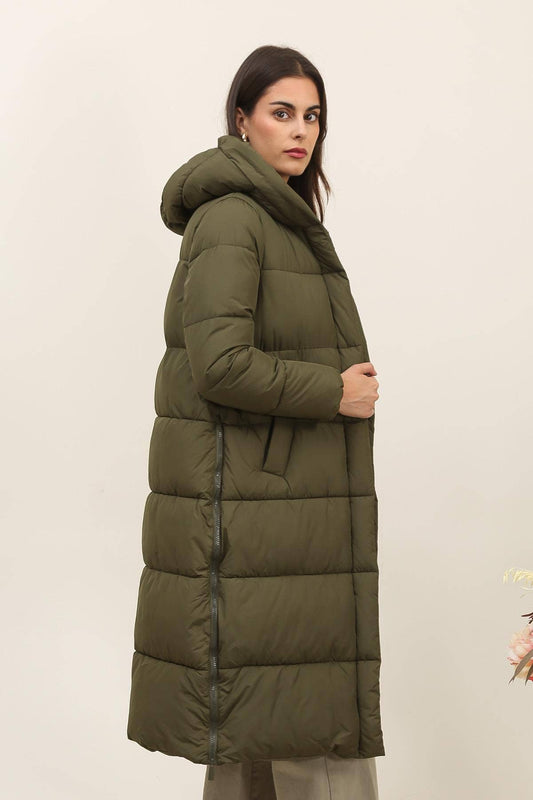 Long Down Jacket- Olive