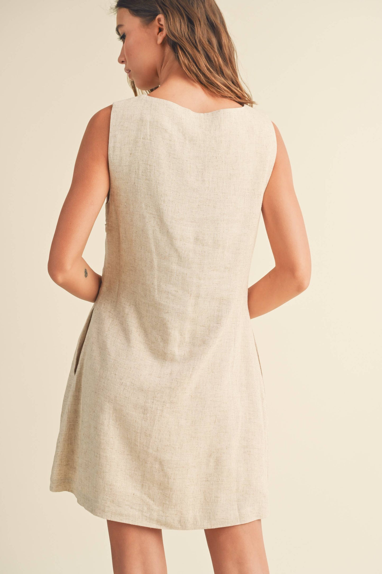 Linen Square Neck Dress