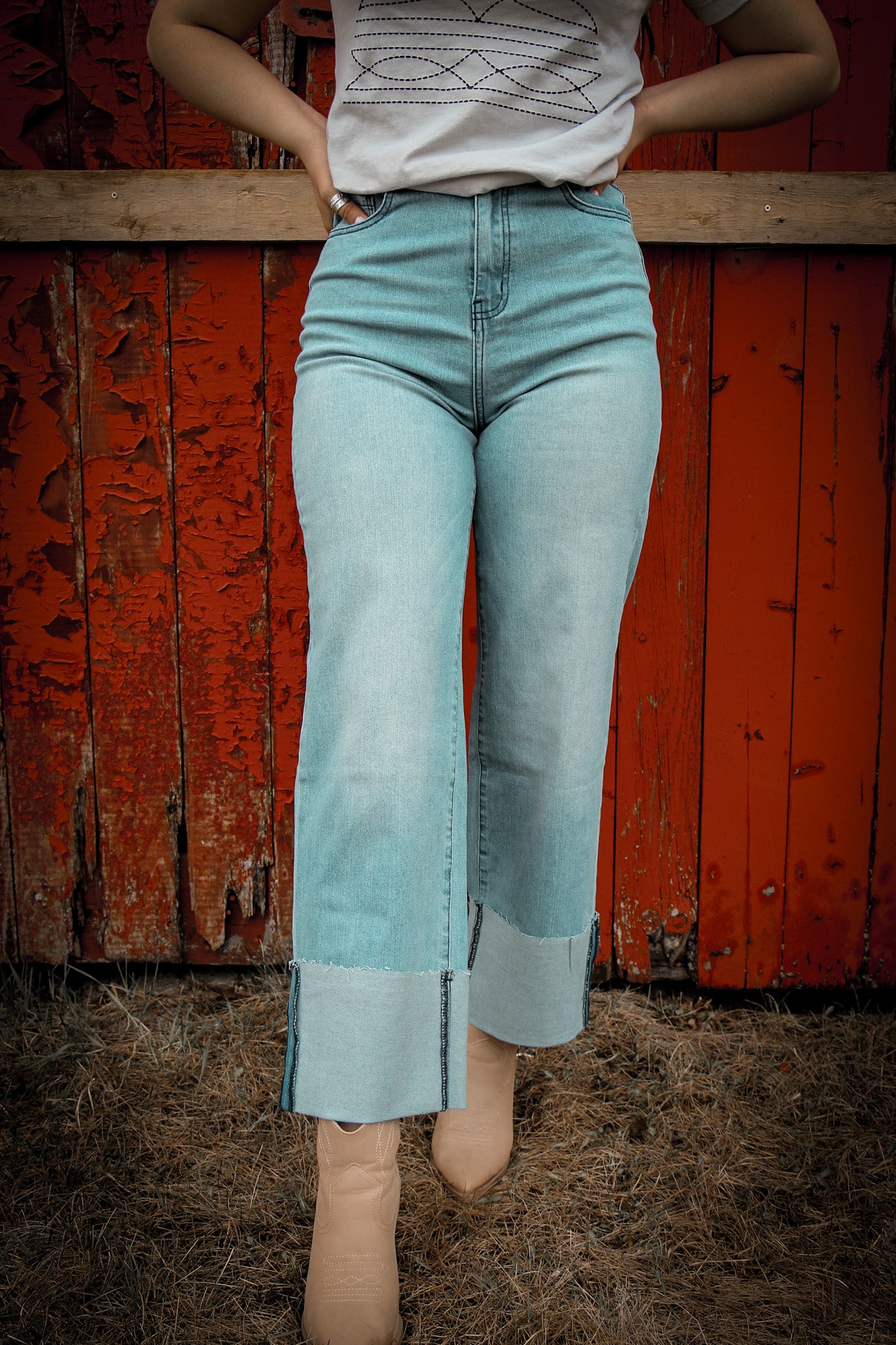 Light Wash Straight Leg Jeans