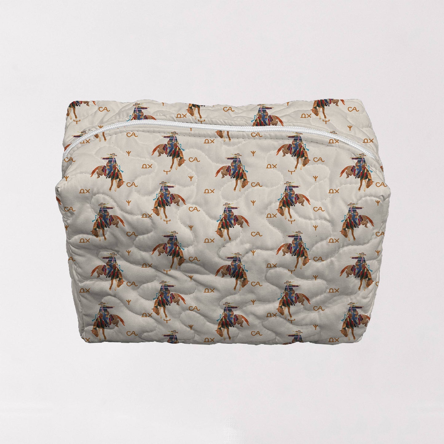 Casey Cowgirl Linen Quilted Makeup Bag