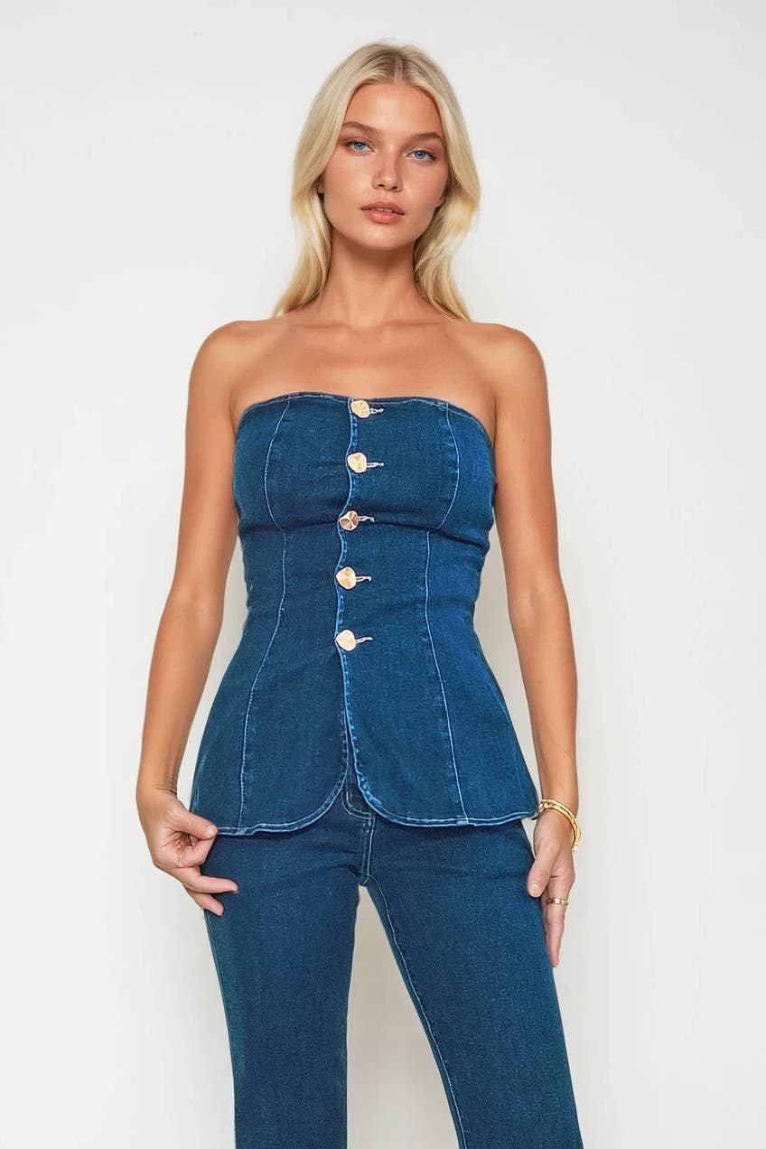 Strapless Denim Top