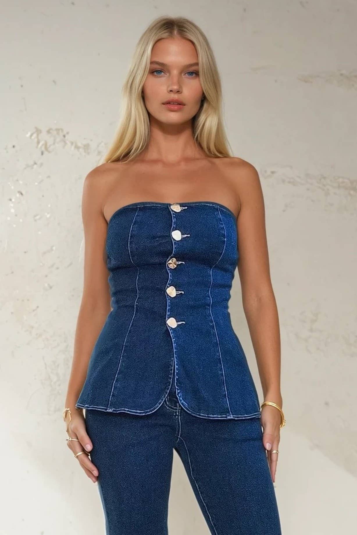 Strapless Denim Top