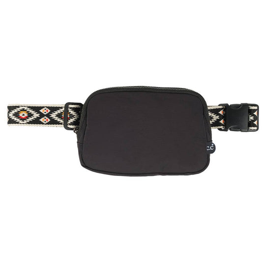 Aztec Patterned Belt Bag Black