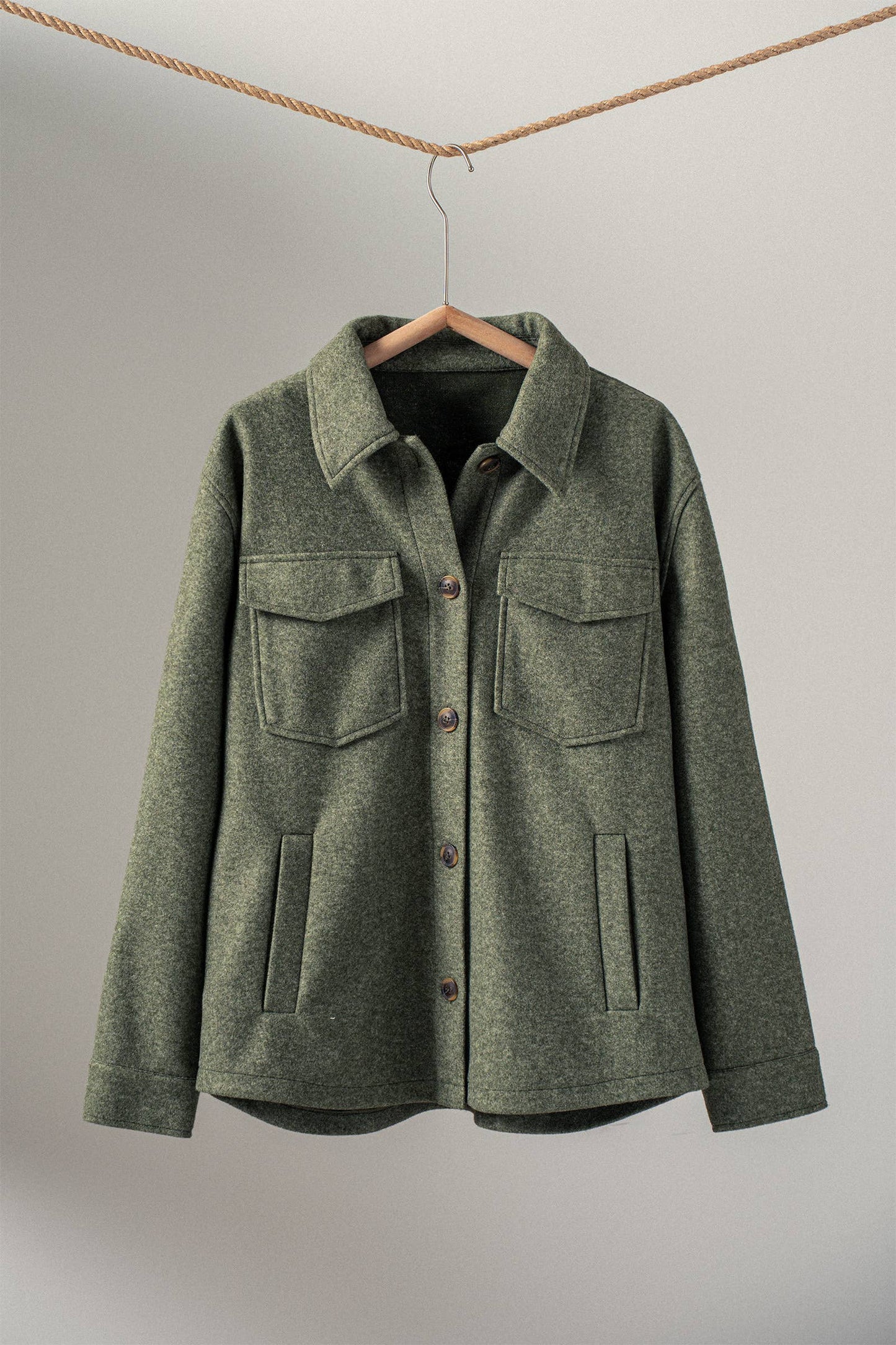 Colorblock Wool Blend Shacket Jacket: Olive