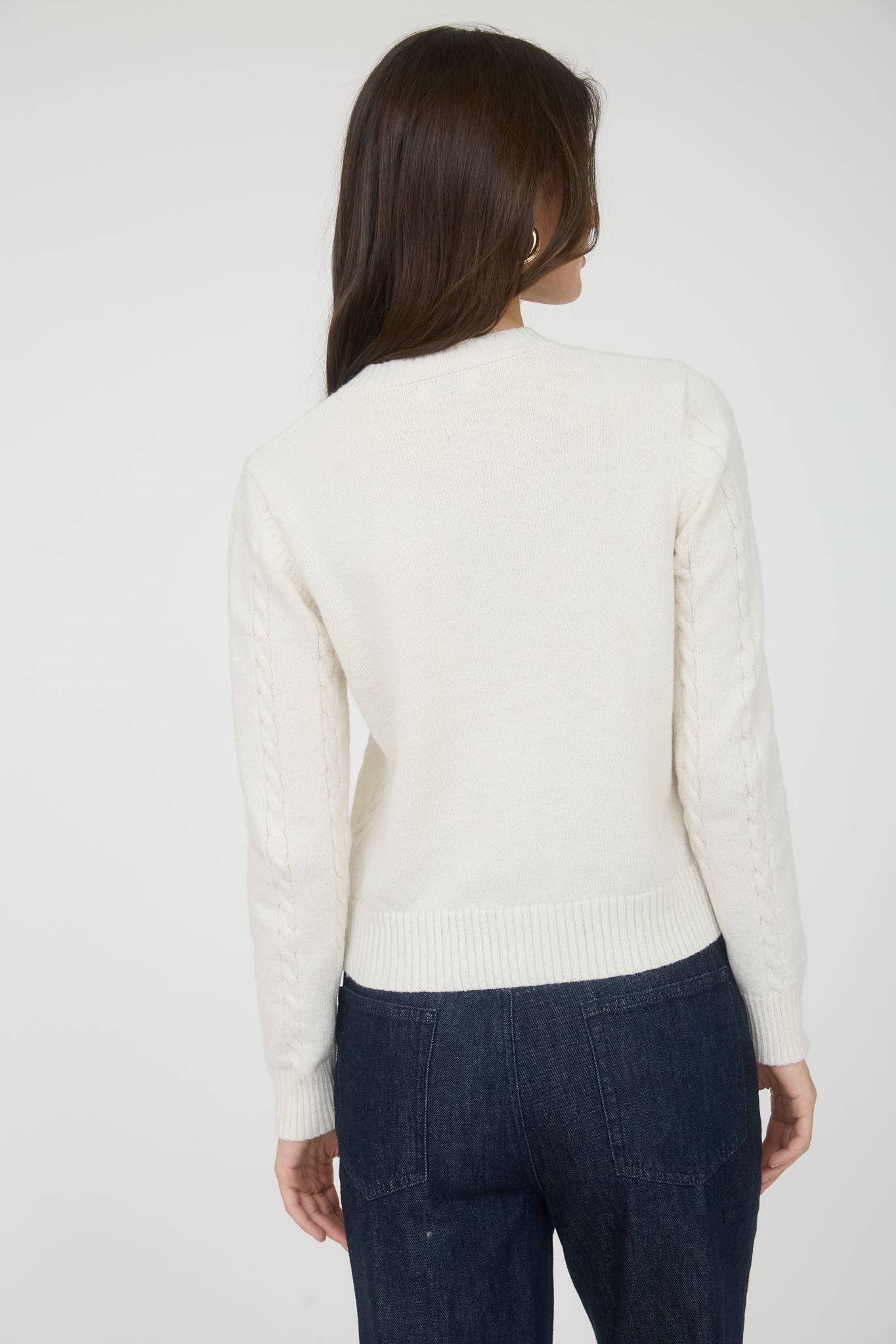 HORSE EMBROIDERY CABLE KNIT CARDIGAN: CREAM