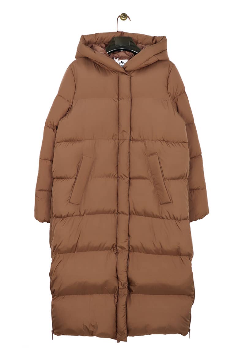 Long Down Jacket- Brown