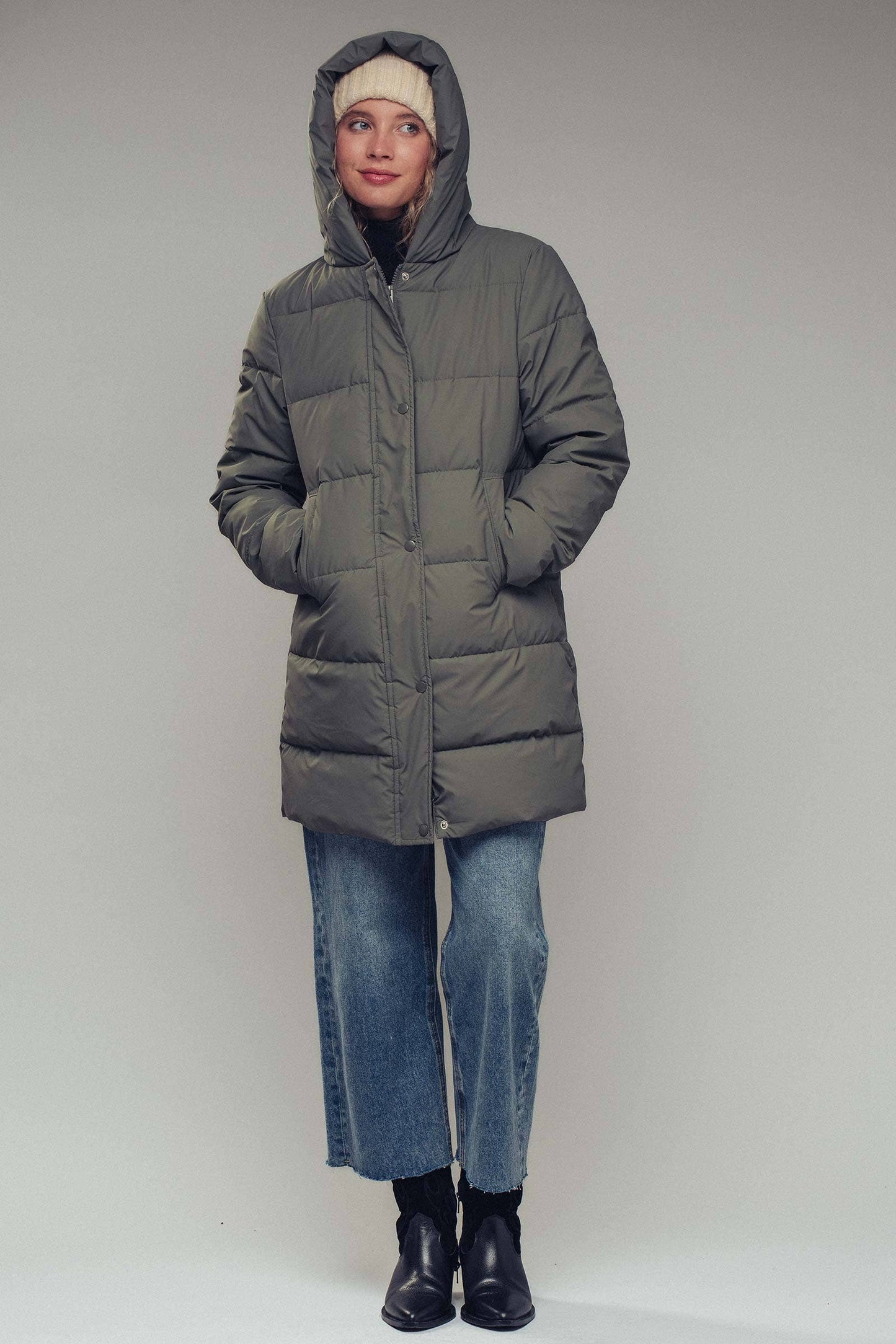 Hooded Longline Quilted Puffer Coat