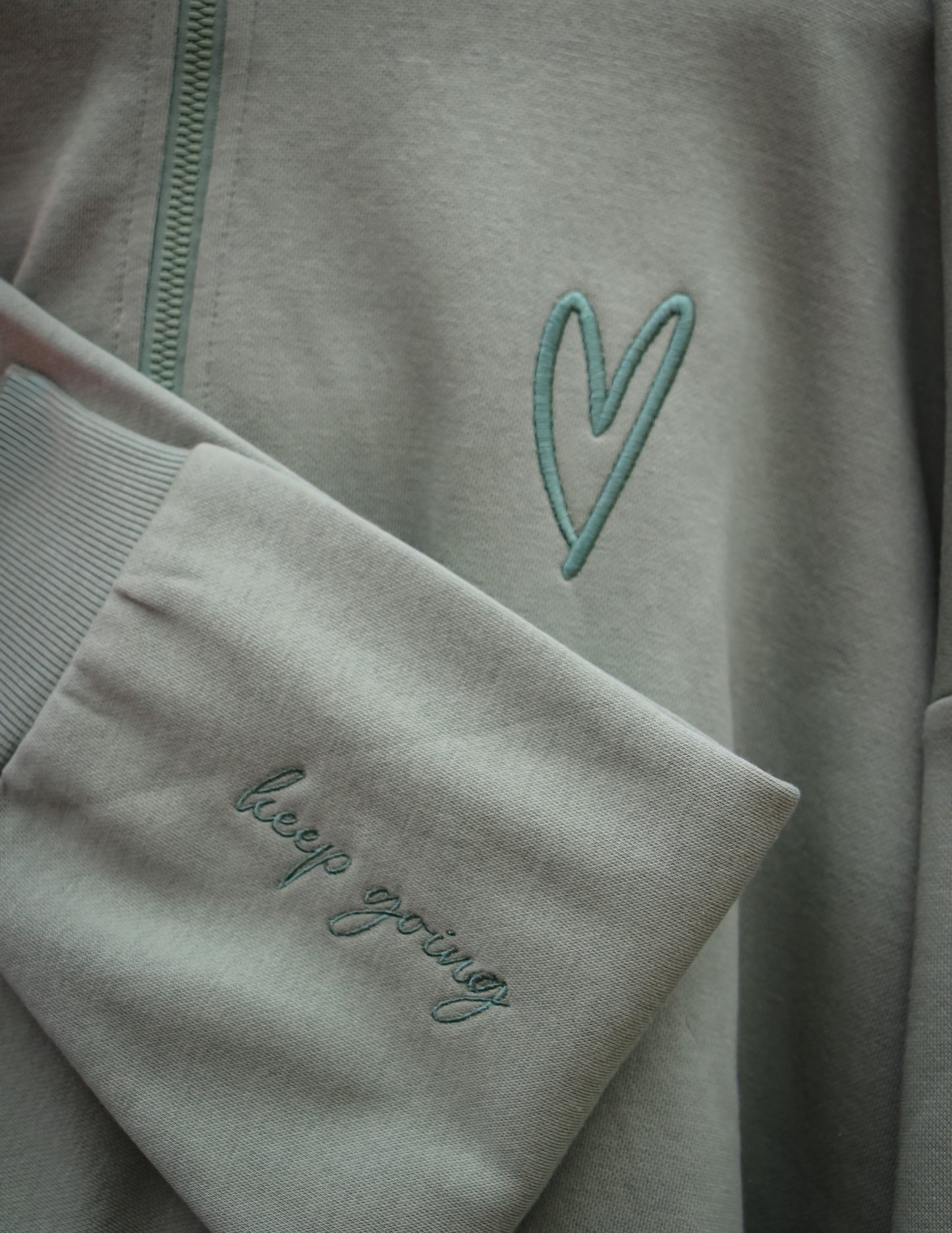 KEEP GOING Embroidered Ultimate 1/2 Zip Scuba Hoodie