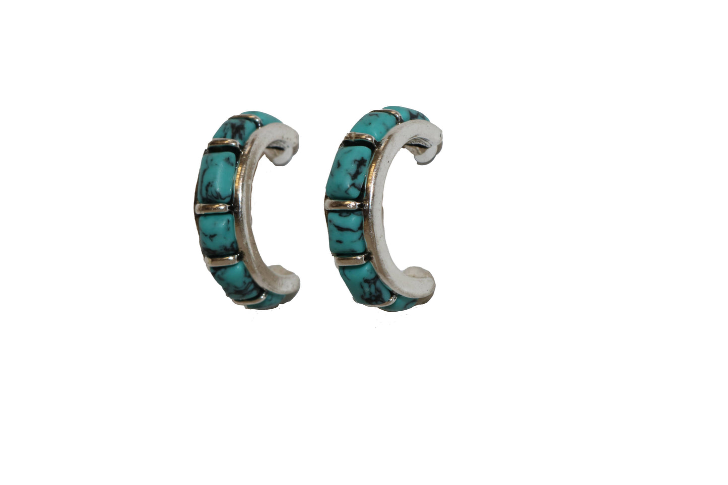 1" Turquoise Inlay Hoop Earring