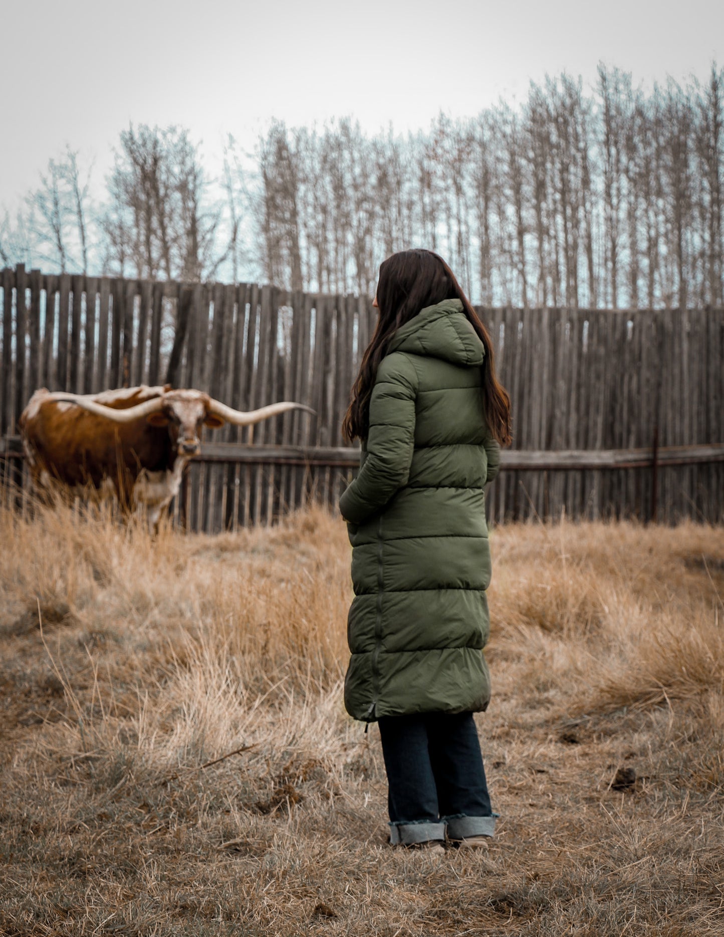 Long Down Jacket- Olive