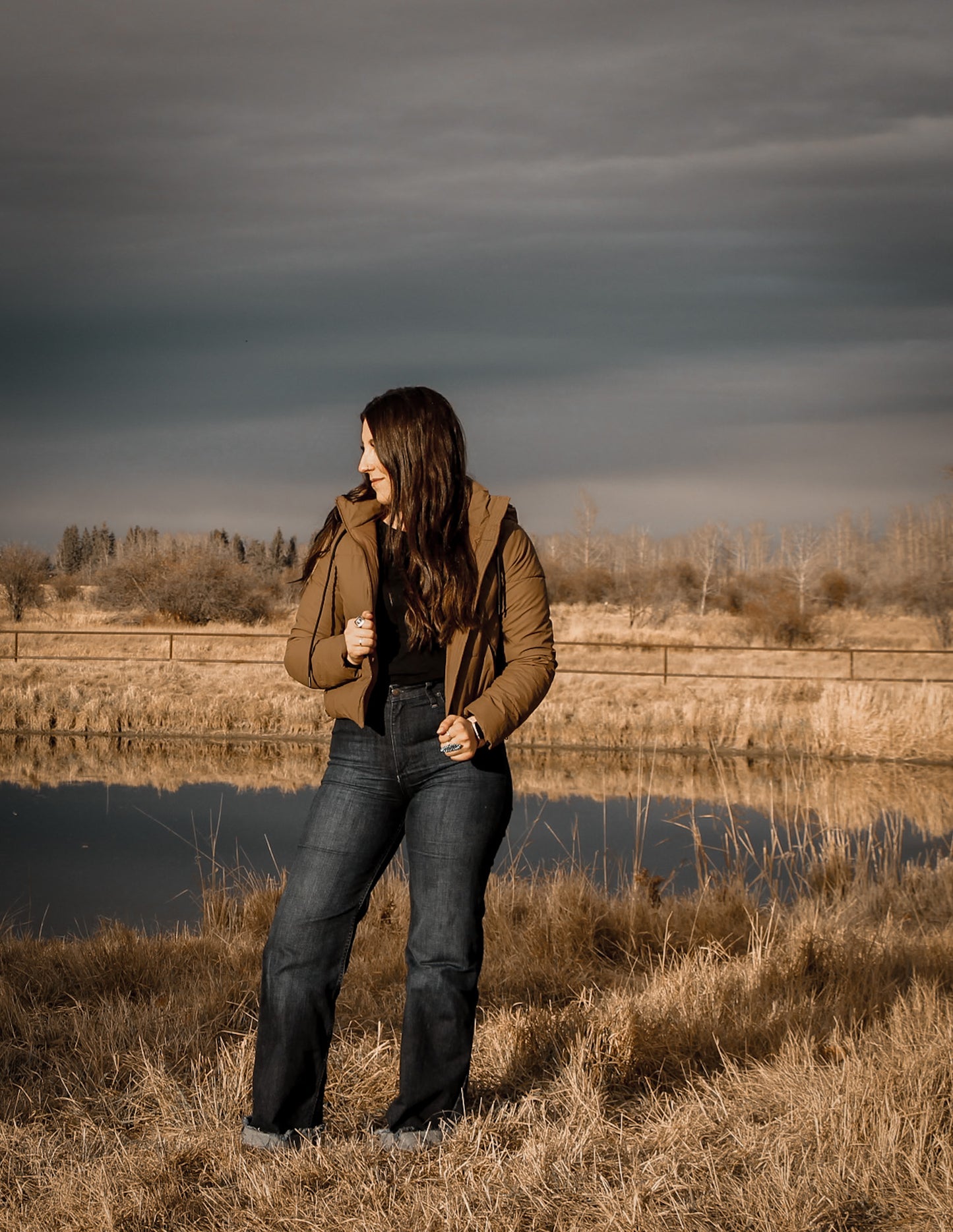 Cozy Drawstring Hooded Puffer Jacket: Chocolate