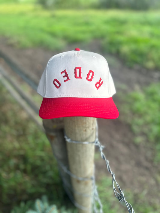 Rodeo Embroidered Hat: Natural/Red