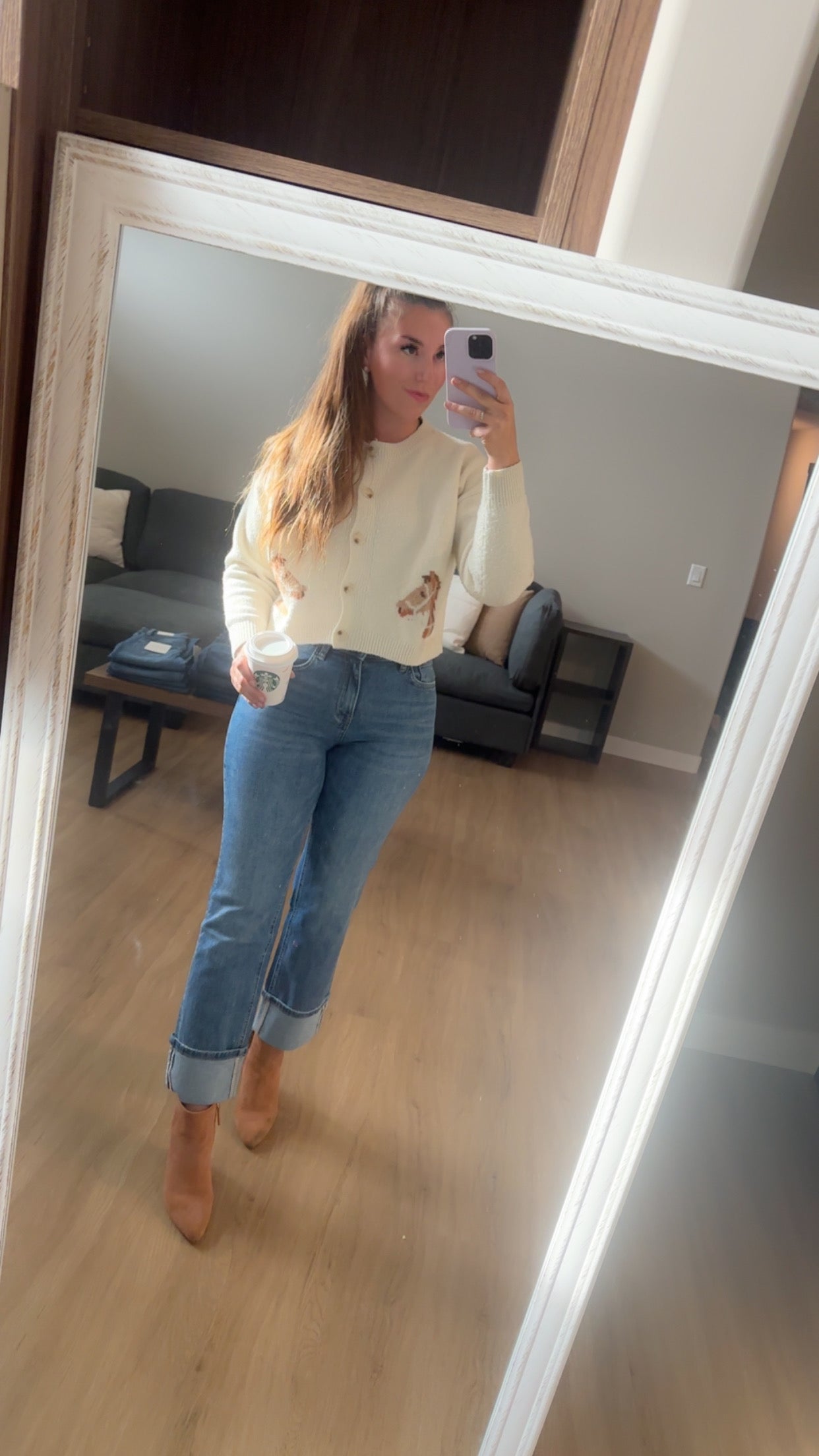 HIGH RISE CUFFED ANKLE STRAIGHT JEANS