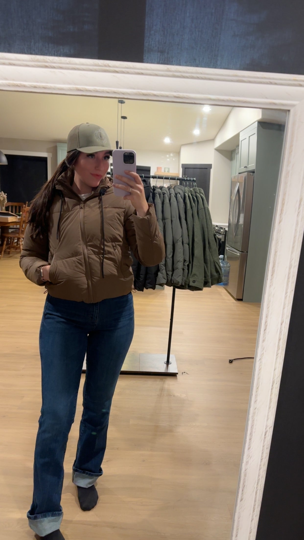 Cozy Drawstring Hooded Puffer Jacket: Chocolate