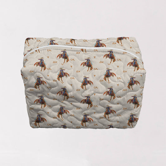 Casey Cowgirl Linen Quilted Makeup Bag