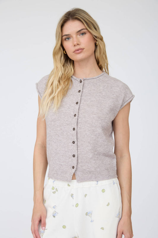 RAW EDGE SLEEVELESS CARDIGAN