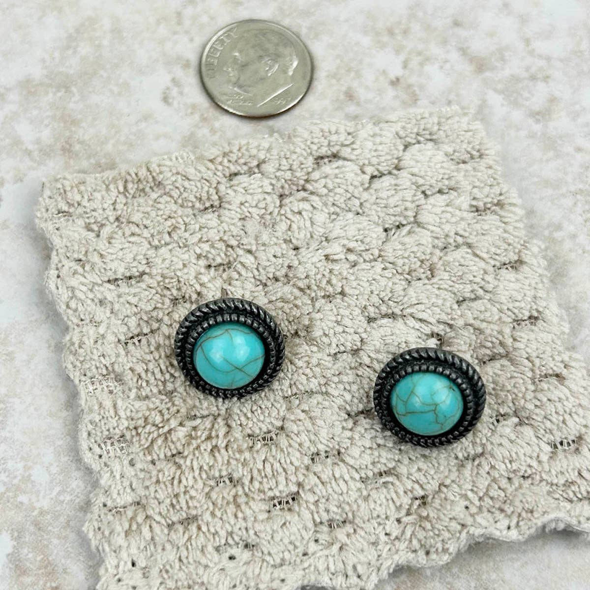 Silver with blue turquoise concho earring