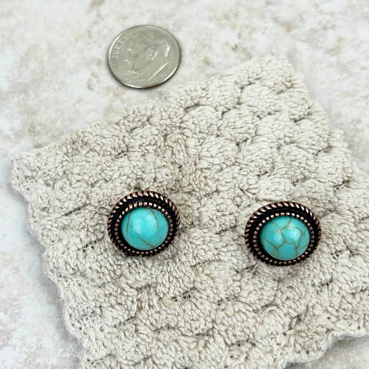 Copper with blue turquoise concho earring